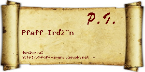 Pfaff Irén névjegykártya